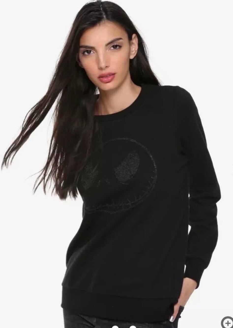 Disney Nightmare Before Christmas Jack Skellington Beaded Sweatshirt S